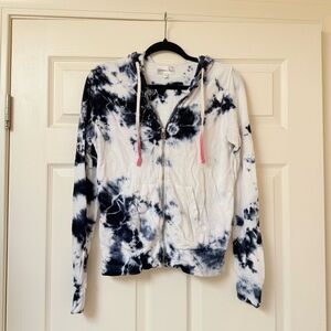 SoulCycle x Sundry Navy Tie Dye Zip Up Hoodie with Embroidery